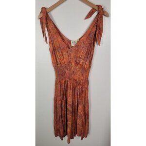 Go Fish Women's Sz. M Multicolor V Neck Scrunched Waist Dress